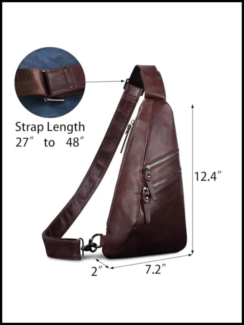 Leather Sling Bag Crossbody Backpack Adjustable Strap Unisex